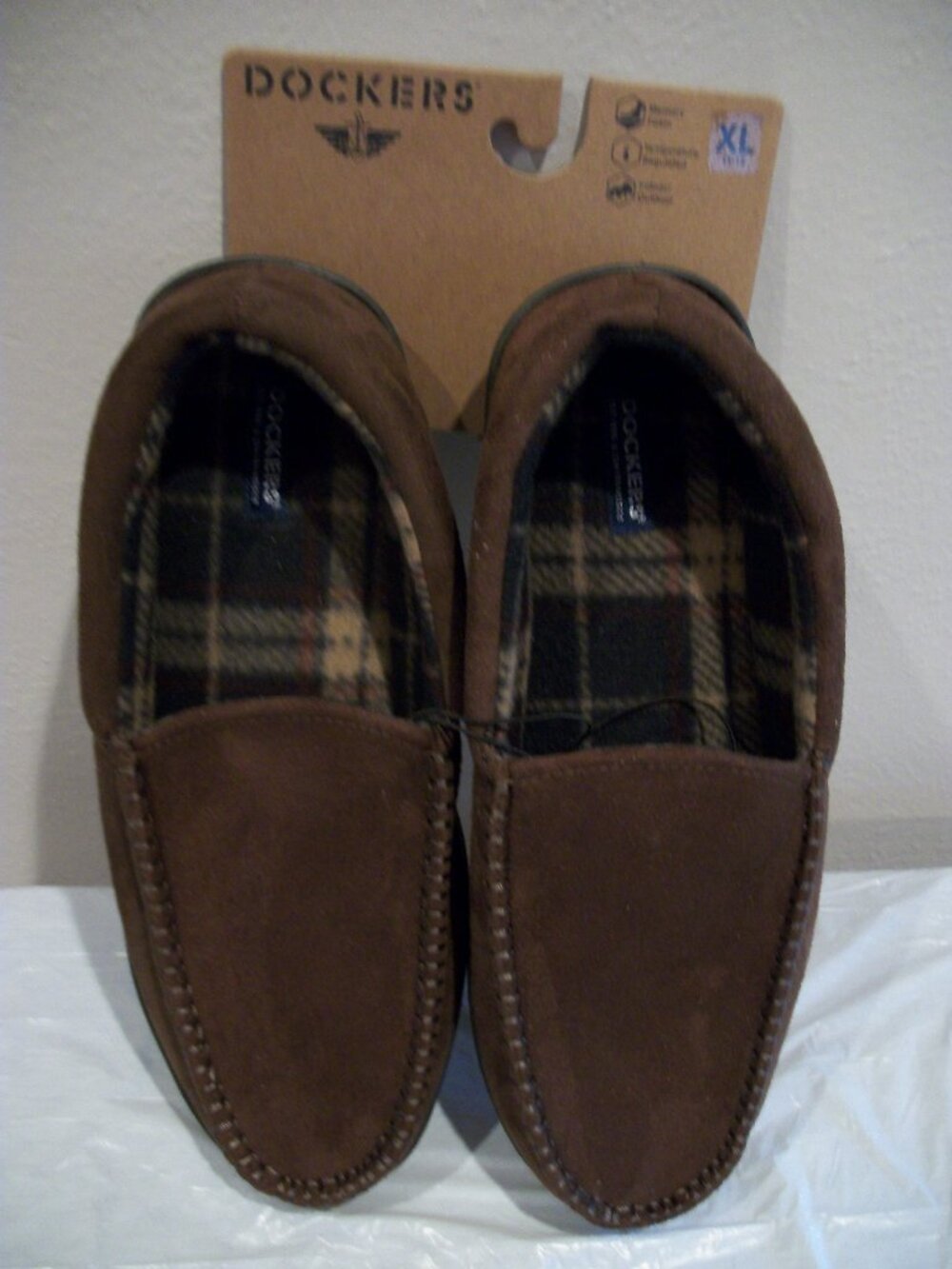 Dockers Mens NEW Brown XL Indoor/Outdoor Memory Foam Slippers